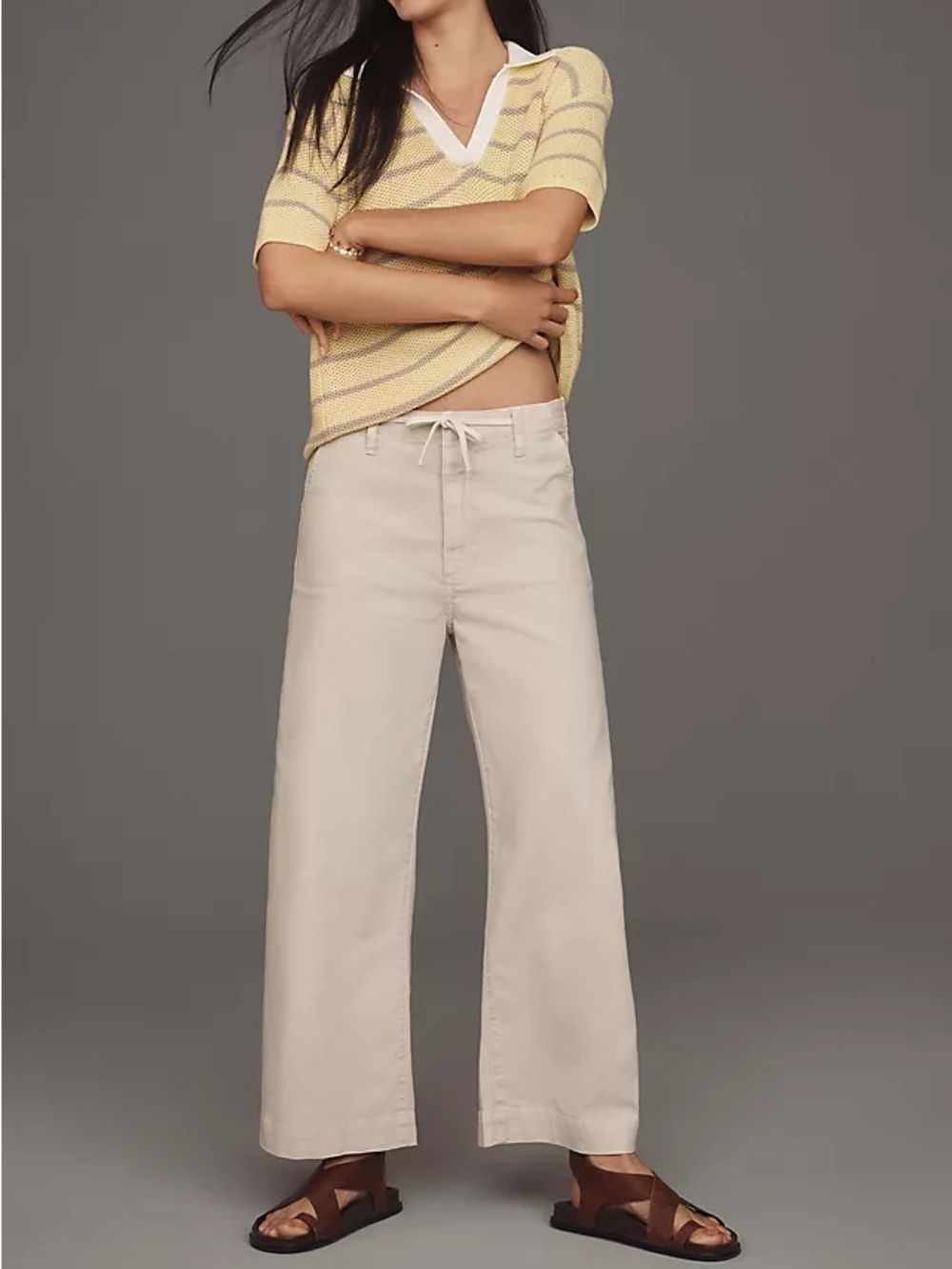 Paige Arellie Ankle Vintage Pumice Stone Tie-Waist High-Rise Tapered Jeans 27